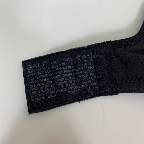 Bali One Smooth U Ultra Light Bra, Underwire T-shirt Bra Black - Size 36C - Picture 5 of 6